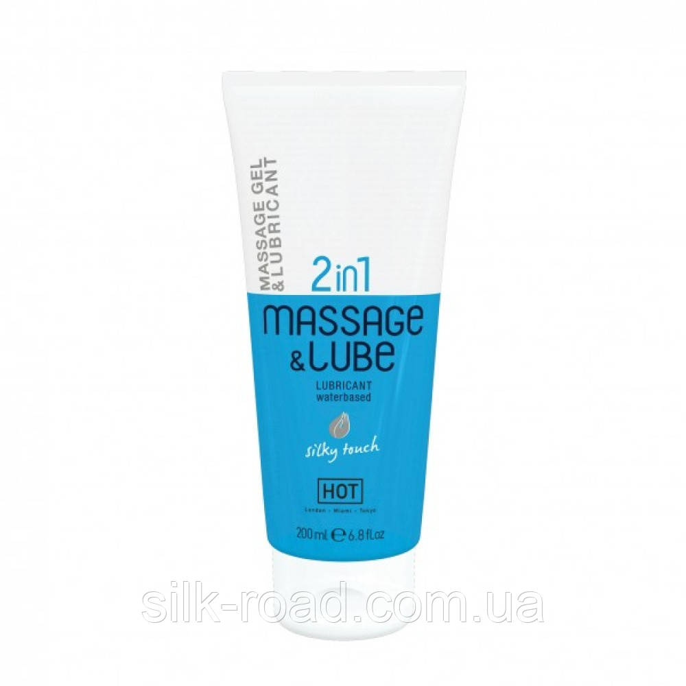 Масажний гель та лубрикант HOT Massage & Glide Gel 2in1 шовковий дотик, 200 мл