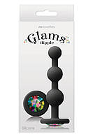 Анальна пробка з кристалом GLAMS RIPPLE RAINBOW Gem BLACK