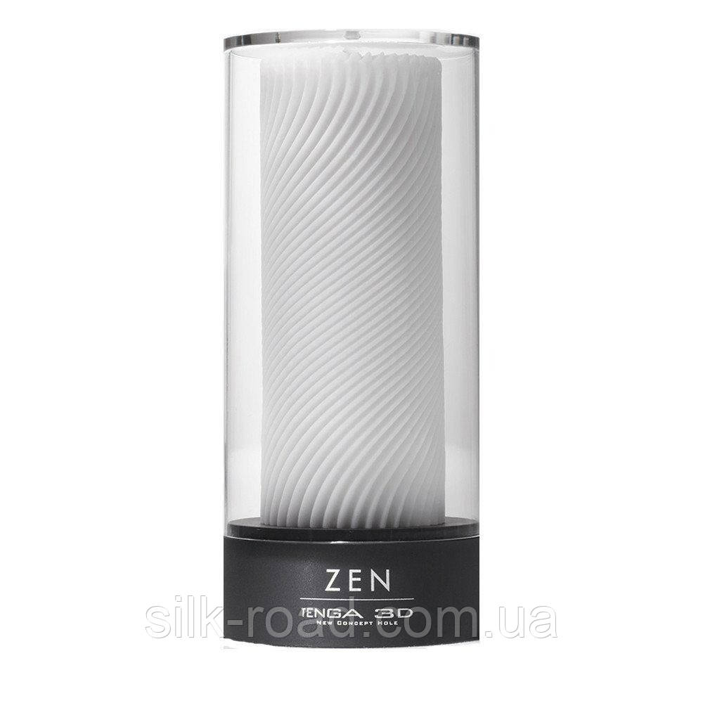 Мастурбатор хай-тек рельєфний Zen 3D Tenga, білий, 15 х 7 см