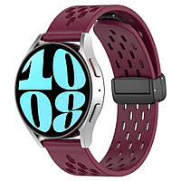 Ремешок 20mm силиконовый магнитный для Samsung Galaxy Watch Amazfit Huawei цвет Wine Red lamp
