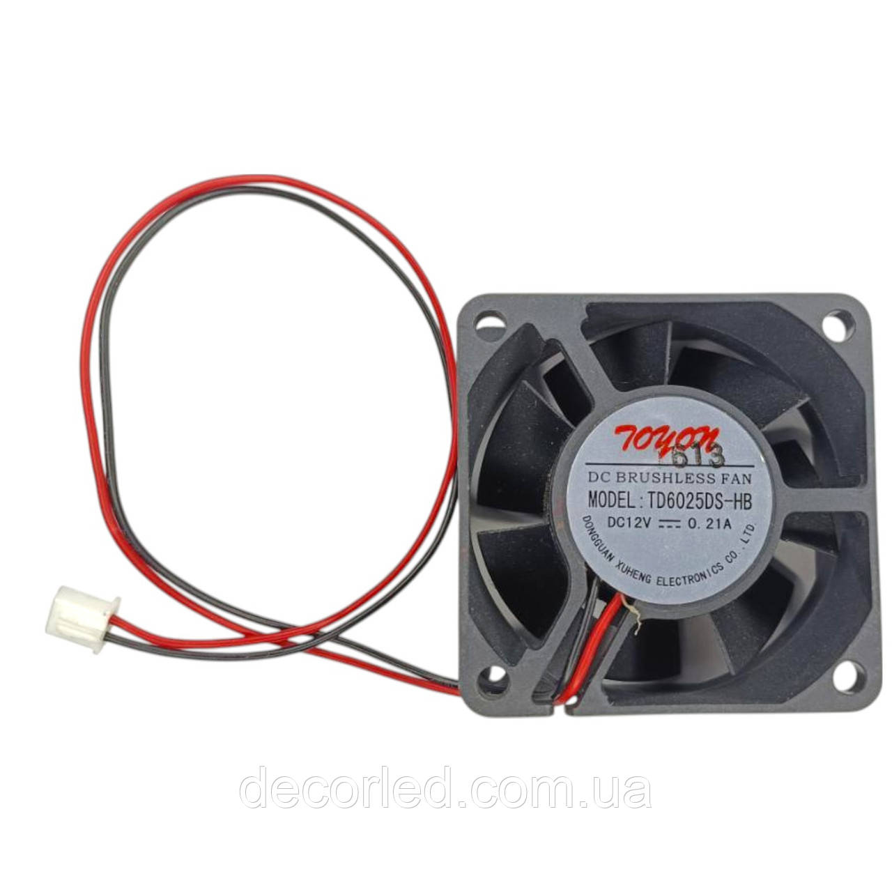 Вентилятор 60x60x25мм 12V 0.21 A TD6025DS-HB (2pin) /TOYON, фото 1