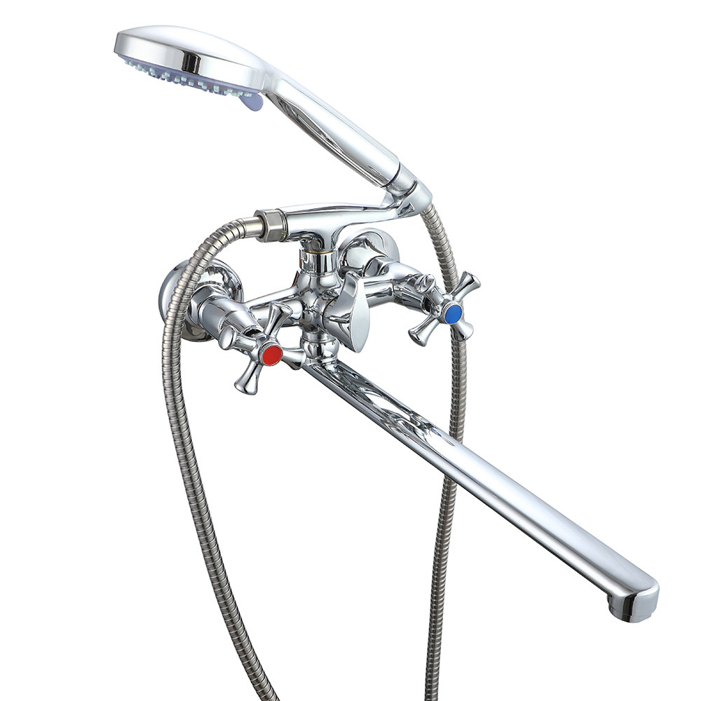 Змішувач для ванни WEZER VRL722-12 двохвентильний, з довгим виливом, хром, фото 1