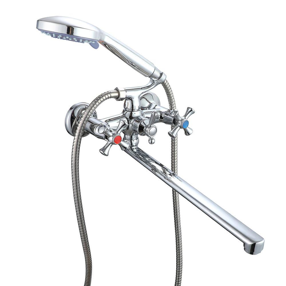 Змішувач для ванни WEZER VRL720-12 двохвентильний, з довгим виливом, хром, фото 1