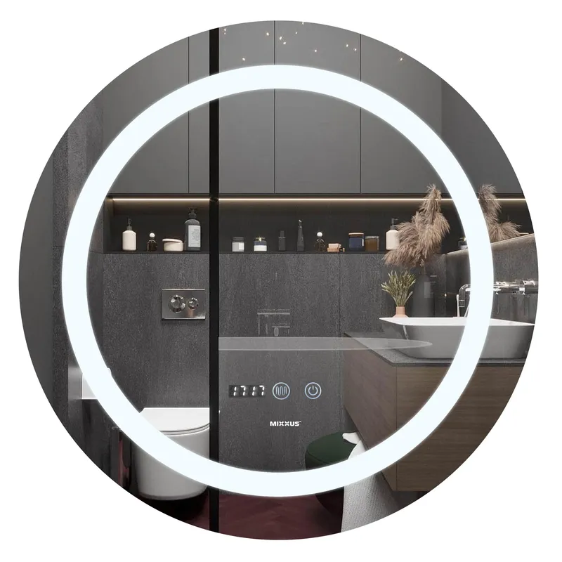 Дзеркало MIXXUS PLAIN MC02-60-CASE з LED підсвічуванням та годинником, антизапотівання (MI6661), фото 1