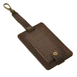 Шкіряна бирка для багажу Бланк-тег темно-коричнева Карбон