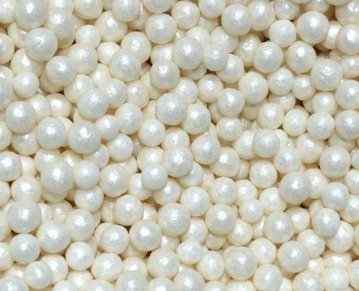 Кульки цукрові білі перпамутрові D=10 мм 100 г, фото 1