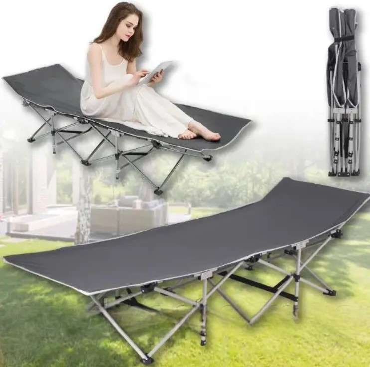 Розкладачка туристична складане ліжко-шезлонг 190×68 см сірий, фото 1