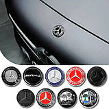 Емблема капота Mercedes-Benz чорна+хром d=57мм (на скотчі), фото 3