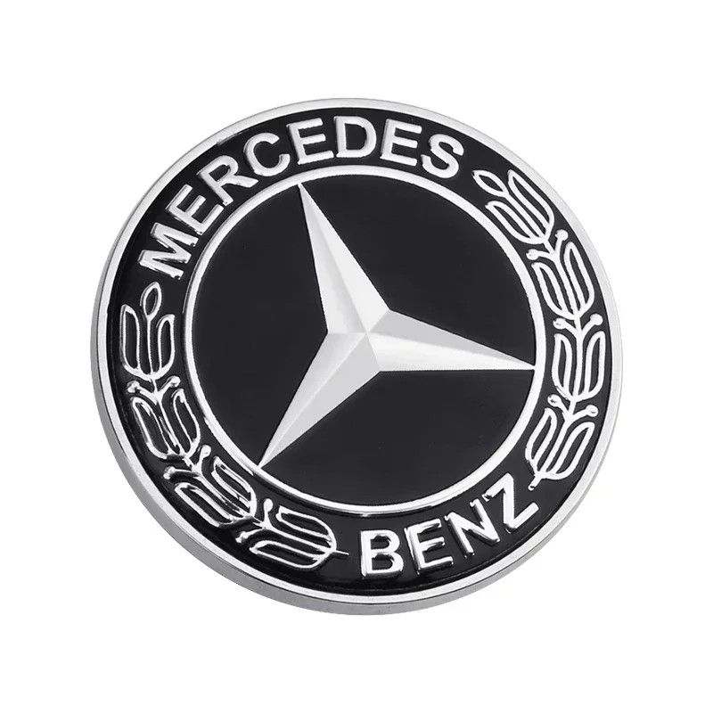 Емблема капота Mercedes-Benz чорна+хром d=57мм (на скотчі), фото 1