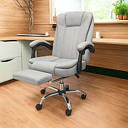 Офісне крісло BOSS KO22SZ Premium з підніжкою, Сіре комп'ютерне крісло, фото 5