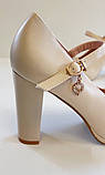 Весільні бежеві туфлі на широкому каблуці на ремінці 36 38 40, фото 2