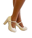 Весільні бежеві туфлі на широкому каблуці на ремінці 36 38 40, фото 8