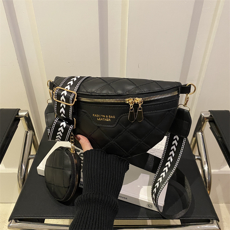 Жіноча класична сумка FASHION 10570 бананка крос-боді на ремінці через плече чорна, фото 1