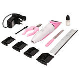 Набір для грумінгу домашніх тварин триммер зі змінними насадками та аксесуарами Рожевий, фото 2