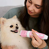 Набір для грумінгу домашніх тварин триммер зі змінними насадками та аксесуарами Рожевий, фото 3