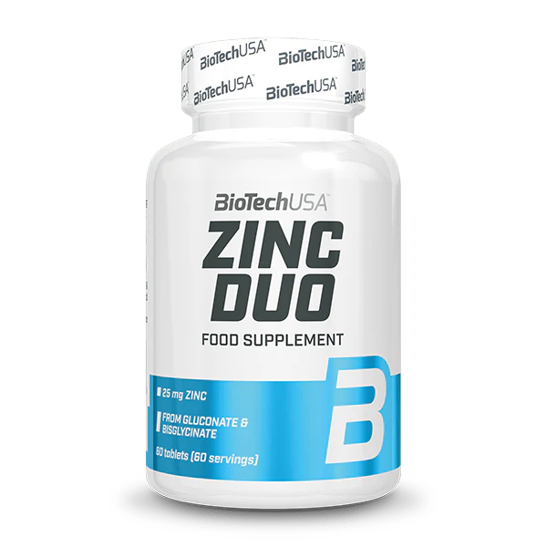 Цинк глюконат + бісгліцинат, Zinc Duo, Biotech, 60 таблеток, фото 1