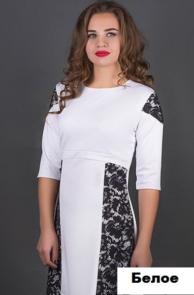 Купить Женское платье с гипюром-белое недорого