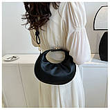 Жіноча сумка хобо багет 10571 через плече чорна, фото 6