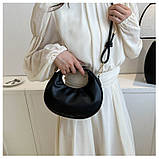 Жіноча сумка хобо багет 10571 через плече чорна, фото 7