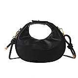 Жіноча сумка хобо багет 10571 через плече чорна, фото 10