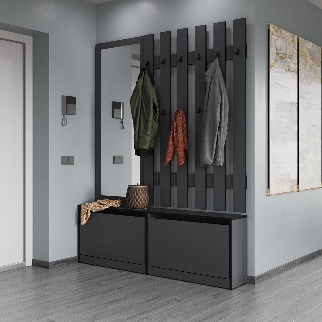 Передпокій  Sanro Cornelia с дзеркалом та тумбами для взуття 1600х2050х252 мм (KO-0006), фото 1