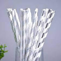 Паперові трубочки для напоїв 25 шт срібло
