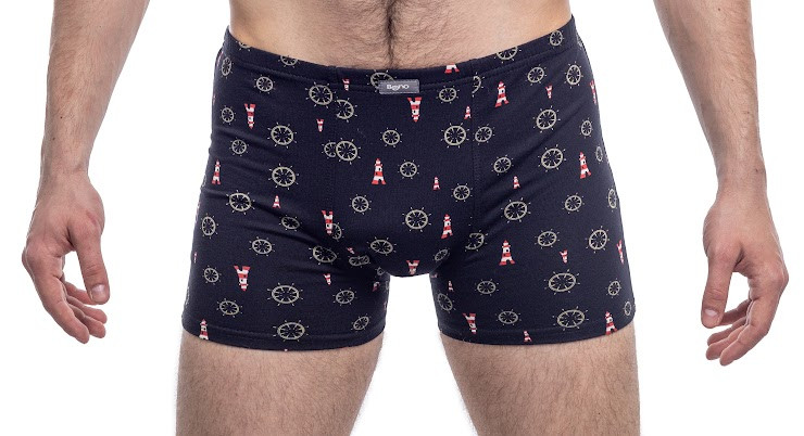 Чоловічі труси боксери Bono МШ принт морський чорні (розміри: 46-56), фото 1
