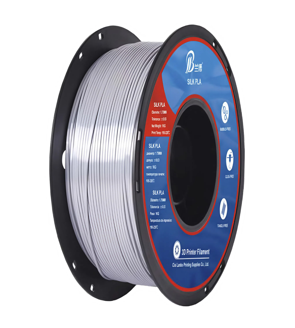 Пластикова нитка PLA, 1.75 мм, 1 кг шовковий яскраво-сріблястий (Silk Bright Silver)