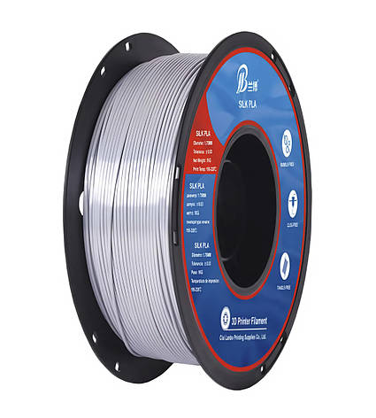 Пластикова нитка PLA, 1.75 мм, 1 кг шовковий яскраво-сріблястий (Silk Bright Silver), фото 1