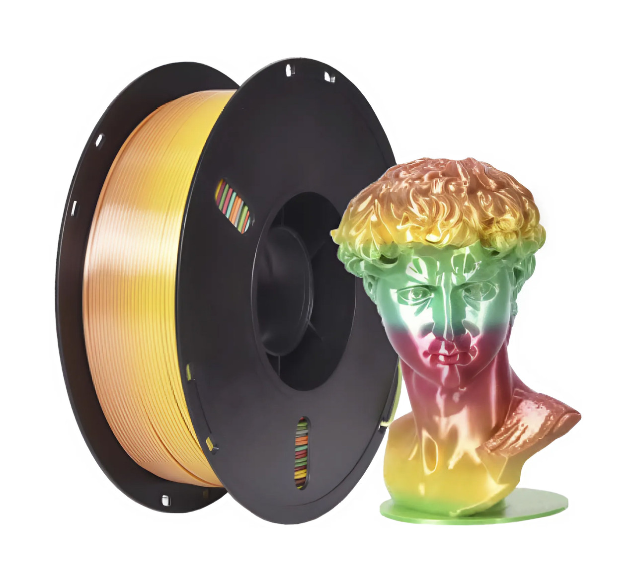 Пластикова нитка PLA, 1.75 мм, 1 кг, Шовковий райдужний макарон [ніжний шовковий райдужний філамент у пастельних тонах]