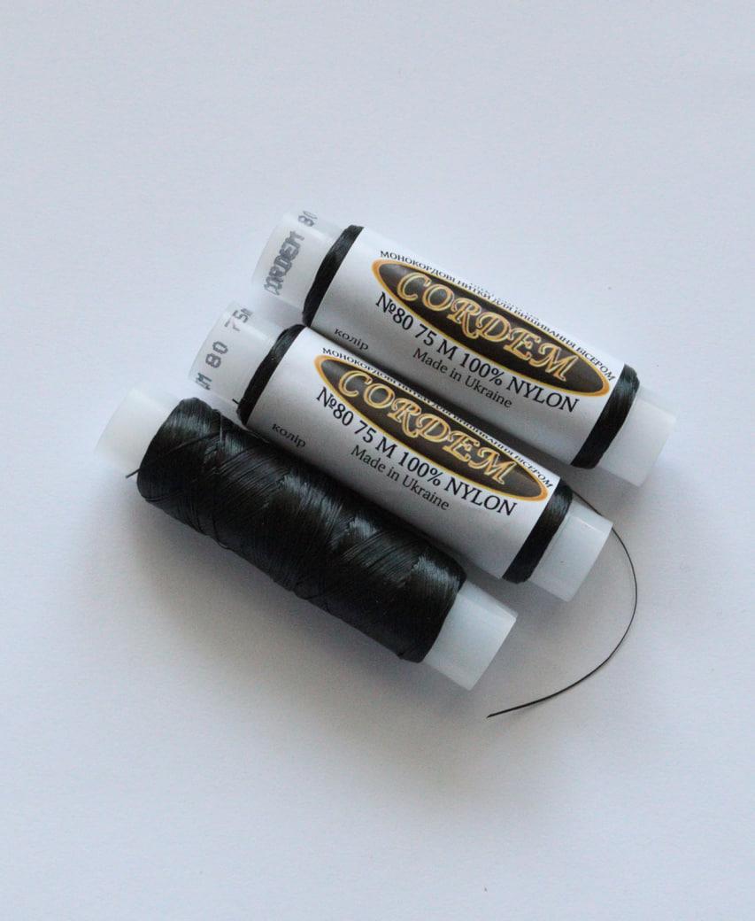 Нитка бісерна Cordem 80 (чорна) 75 м., фото 1
