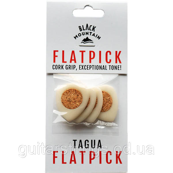 Медиаторы Black Mountain Tagua Flat Pick Cork Grip Guitar Pick 2.50 mm 4 Pack, фото 1