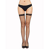 Панчохи під пояс в сітку з мереживом, сексуальні чорні панчохи сітка, фото 3