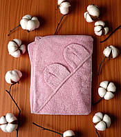 Полотенце детское махровое с ушками 80 х 75 см розовое