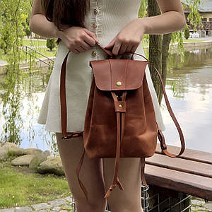 Жіночий рюкзак Прага з натуральної шкіри колір Коньяк