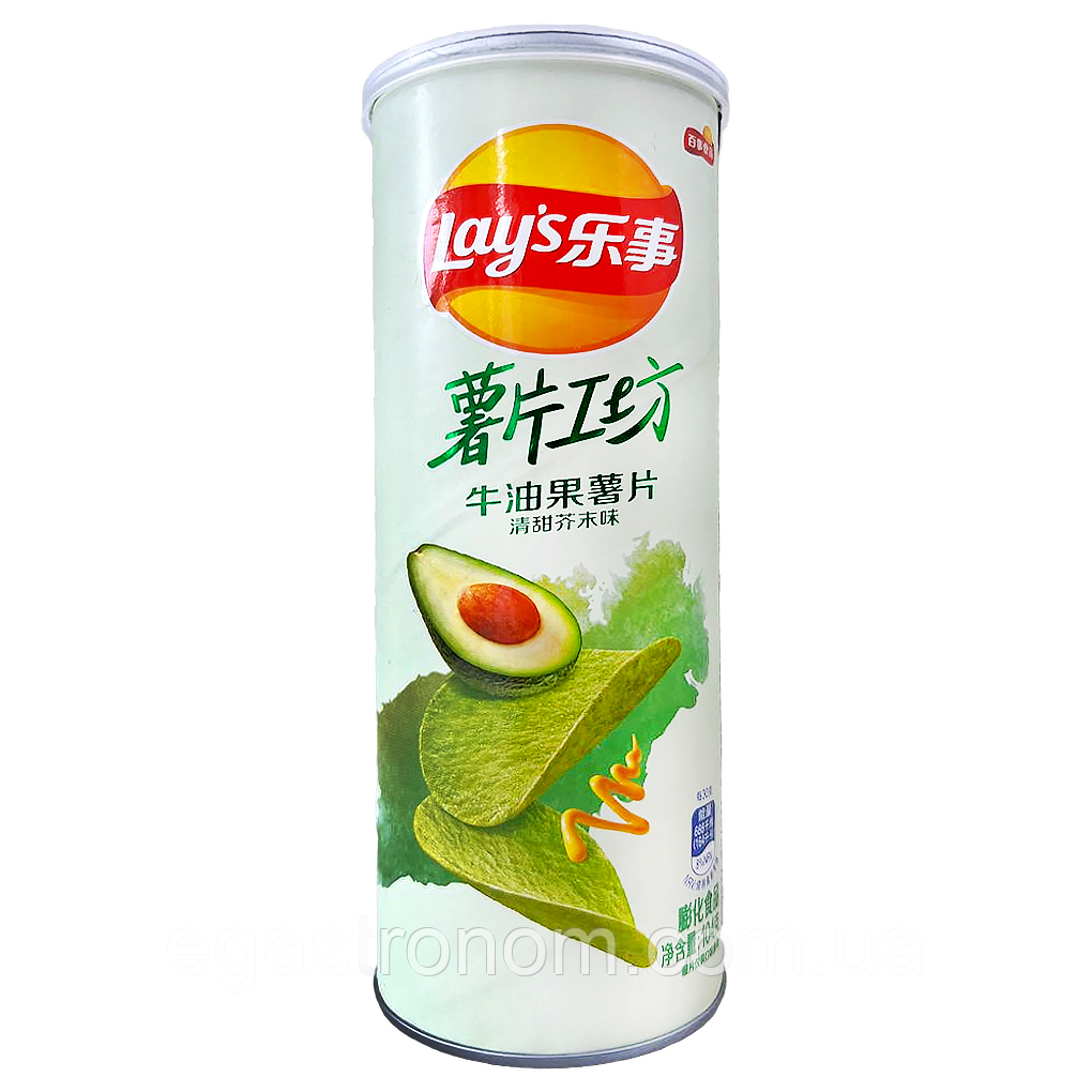 Чипси зі смаком солодкої гірчиці та авокадо Лейс Lays avocado sweet mustard 104g 24шт/ящ (Код: 00-00017870), фото 1