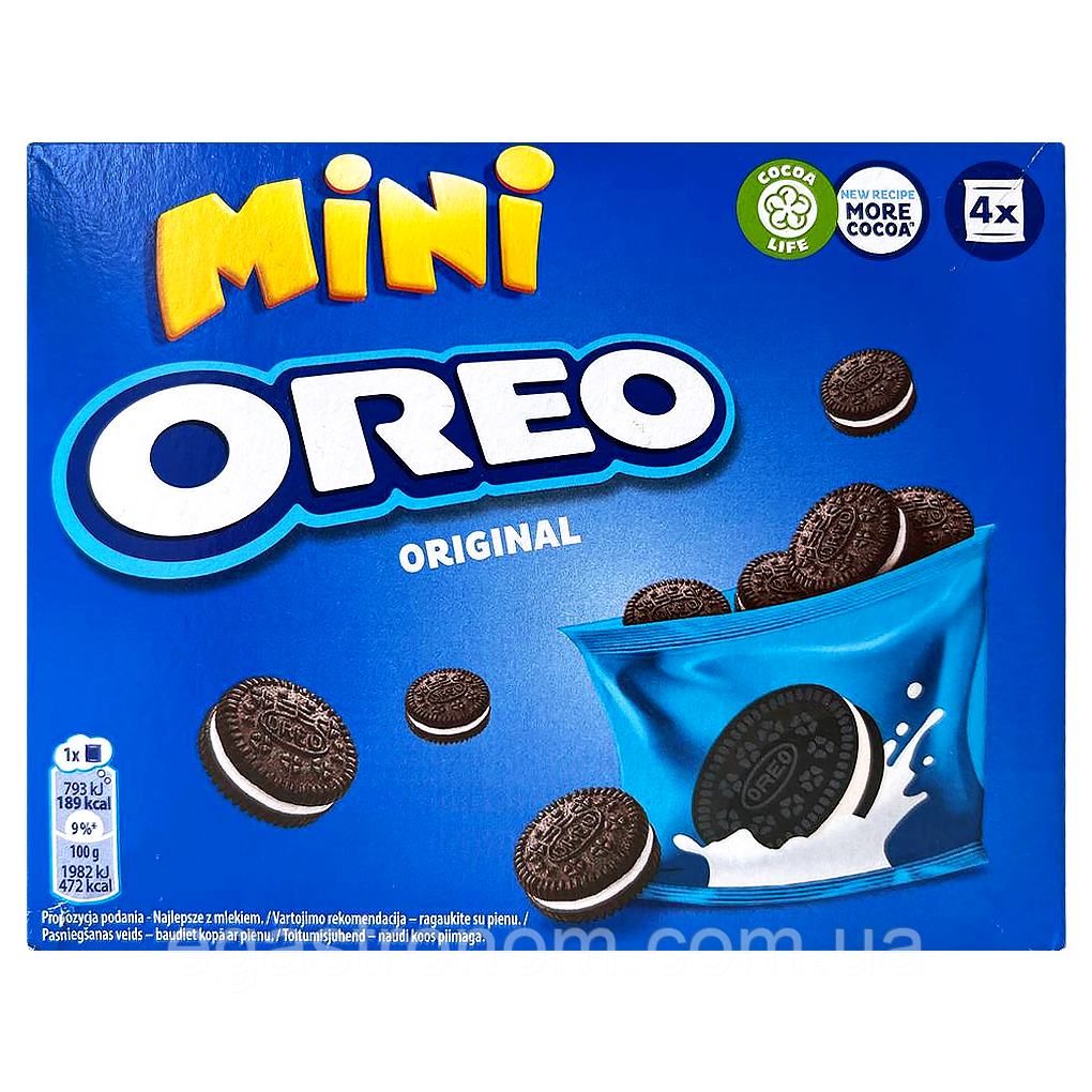 Печиво міні оригінальне Орео Oreo mini original 160g 12шт/ящ (Код: 00-00017933)