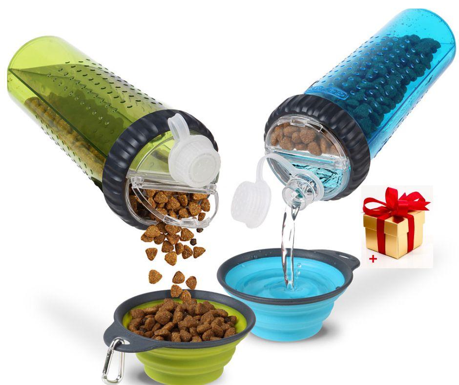 Пляшка подвійна для собак і кішок для води зі складаною мискою H-DuOTM with Companion Cup