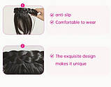 Накладна чубчик на обручі чорний колір штучна чубчик на обідку косичка термоволокно шиньйон, фото 3