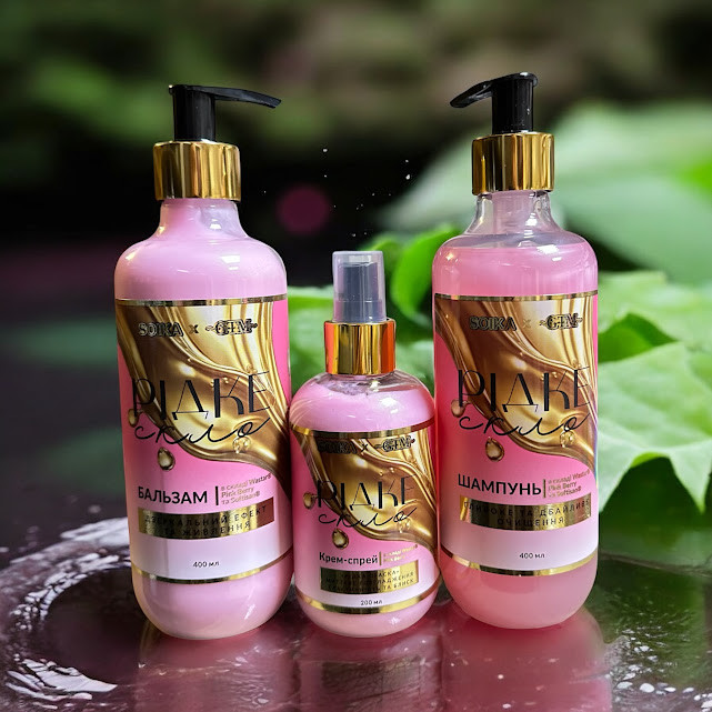 Набір Рідке скло SOIKA 3 в 1: шампунь, бальзам, крем-спрей, фото 1