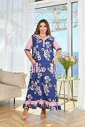 Красива літня довга сукня у великих розмірах з капюшоном