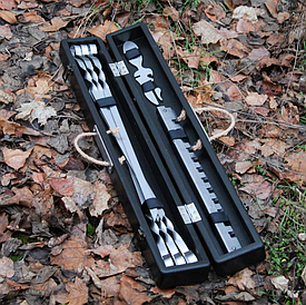 Набір КАРПАТЬСКИЙ шампурів в дерев'яній коробці для подарунка куму, чоловіку, батьку, шефу.