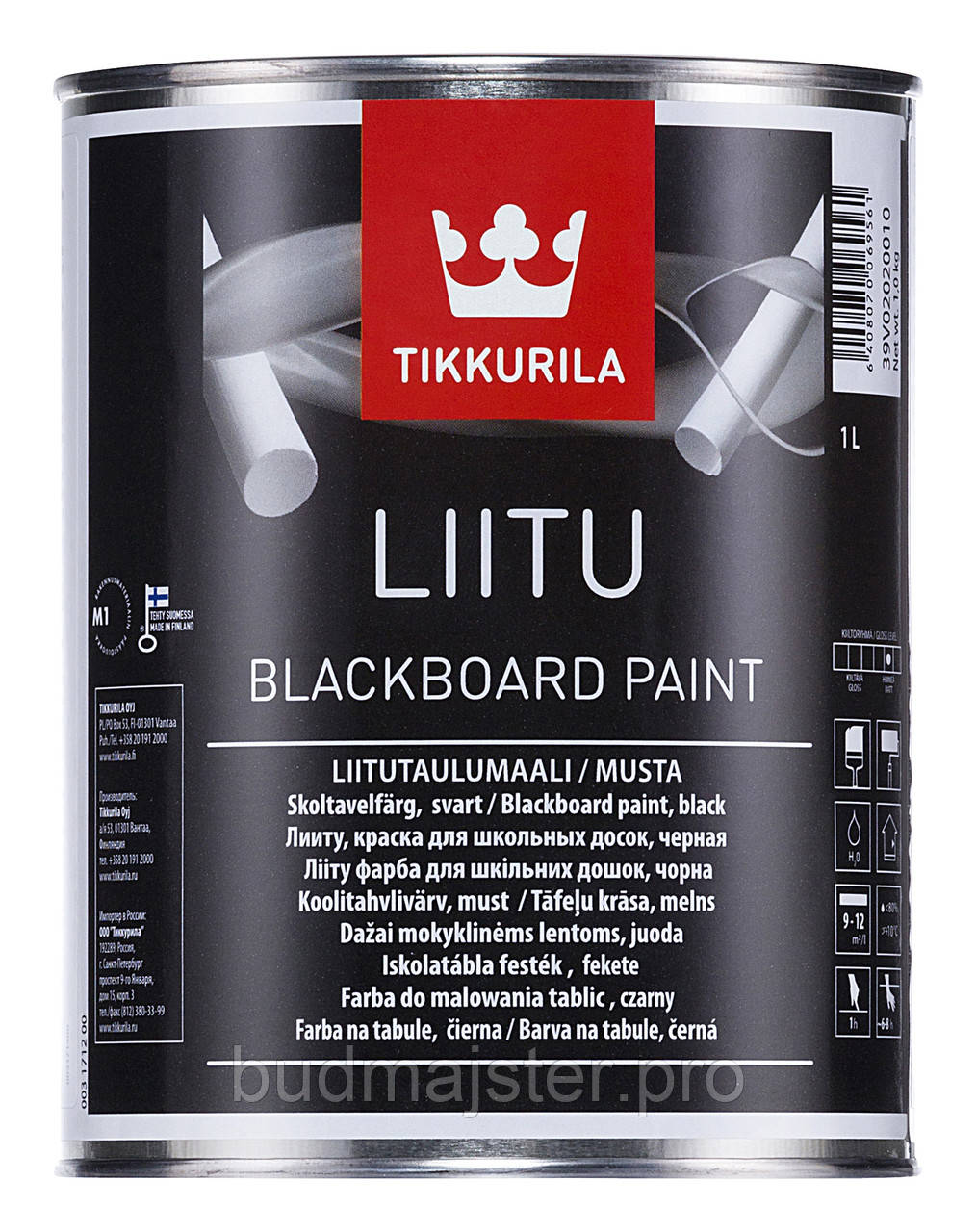 Фарба Tikkurila Лііту для шкільної дошки, чорна, 1 л