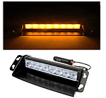 Стробоскоп LED 12V жовтий для авто – 24W, 3 режими, кріплення на присосках, підключення до прикурювача