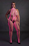 Бодістокінг, що світиться в темряві з коміром на шиї Ouch! Glow In The Dark Bodystocking With Halterneck Pink, XL/4XL, фото 6