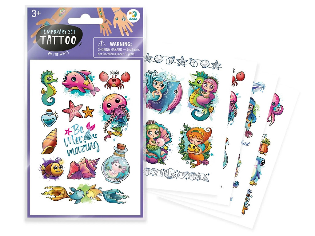Набір дитячих тимчасових татуювань На хвилях, DoDo , 4 аркуша, 10,5×15 см, від 3 років