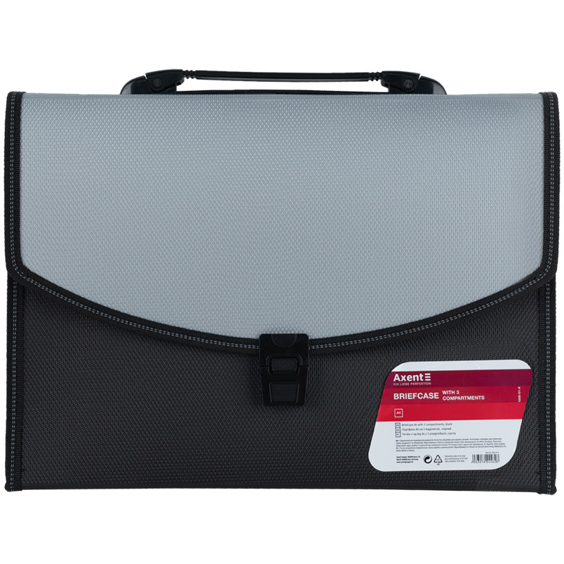 Портфель пласт. А4"Axent"  3відд. чорно-сірий 1606-01-A