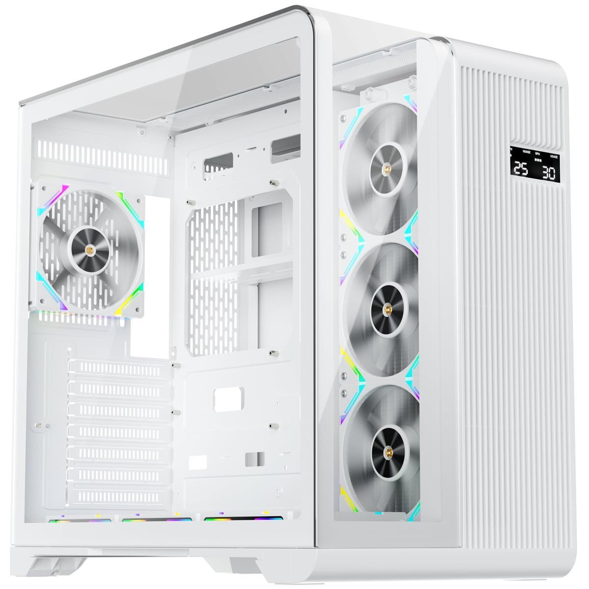 Корпус 1stPlayer RT7 White — панорамний Midi-Tower без БЖ, із загартованим склом з трьох боків, фото 1
