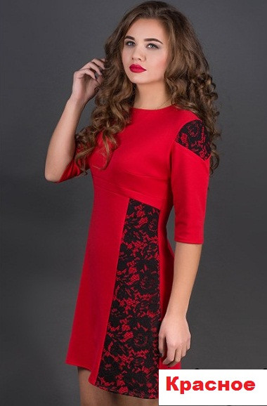 Женское платье с гипюром-красное - фото 2 - id-p471925047