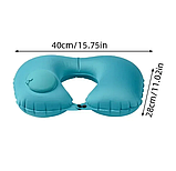 Подушка Рогалик для шиї для подорожей літака Зелена надувна з насосом портативна круглий валик U-подібна, фото 3